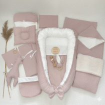 Babynest Set 15-delig Oud Roze & Off White | Biologisch Katoen | Comfykids