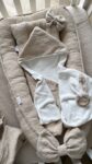 Badcape/omslagdoek - Beige - Geborduurd bloemetjes - NEW