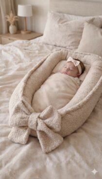 Babynest Boucle Teddy - Taupe - Met strik